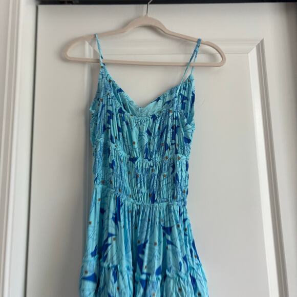 Lusana Women’s Lindi Mini Dress Sz Blue Sz 6 Resort Vacation Tiered EUC - Picture 10 of 13